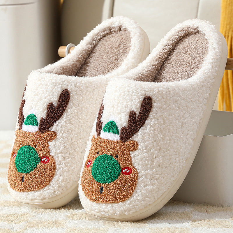 Chaussons de Noël confortables en forme d'élan