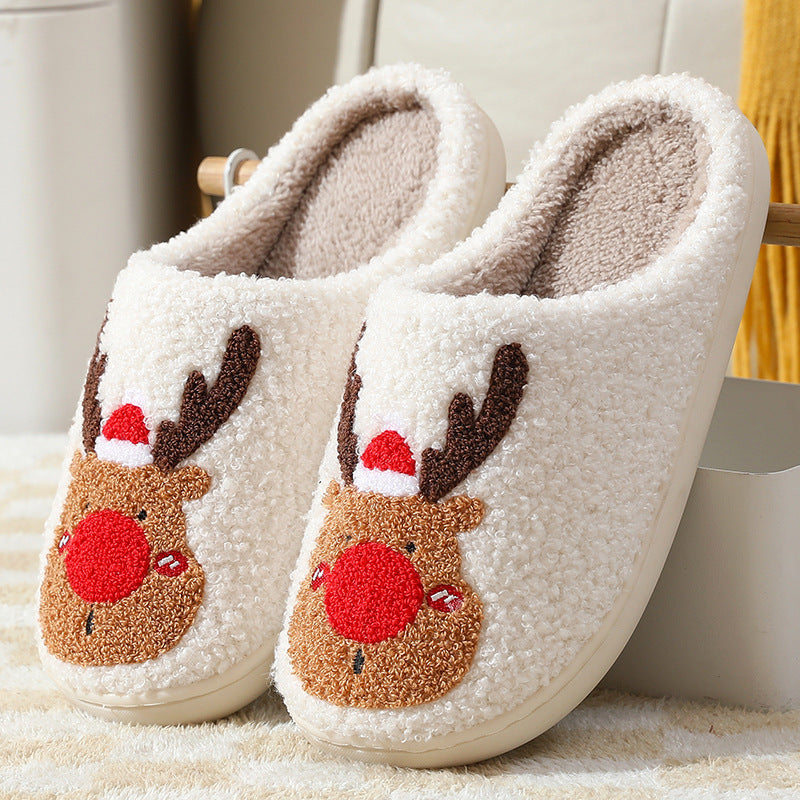 Chaussons de Noël confortables en forme d'élan