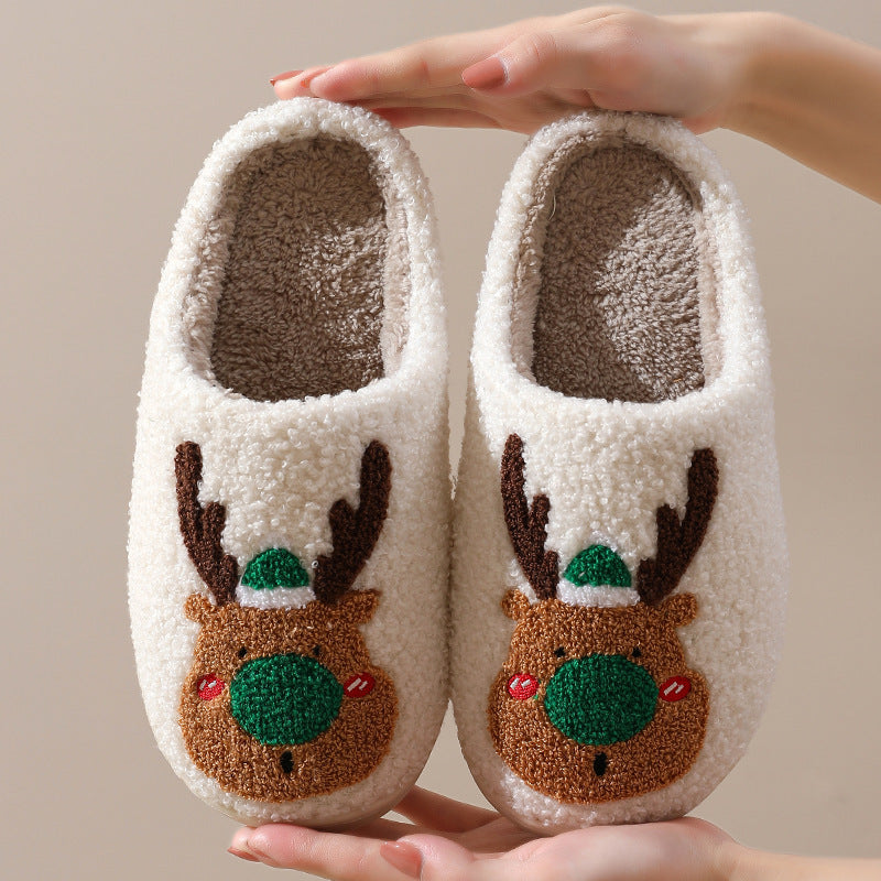 Chaussons de Noël confortables en forme d'élan