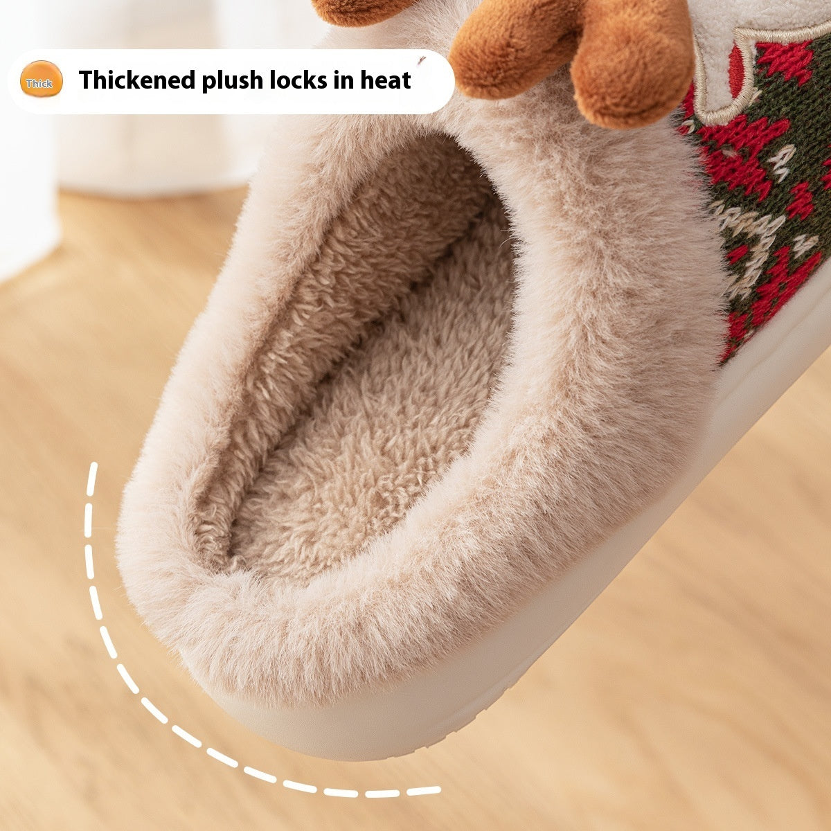 Chaussons de Noël en peluche en forme d'élan mignon