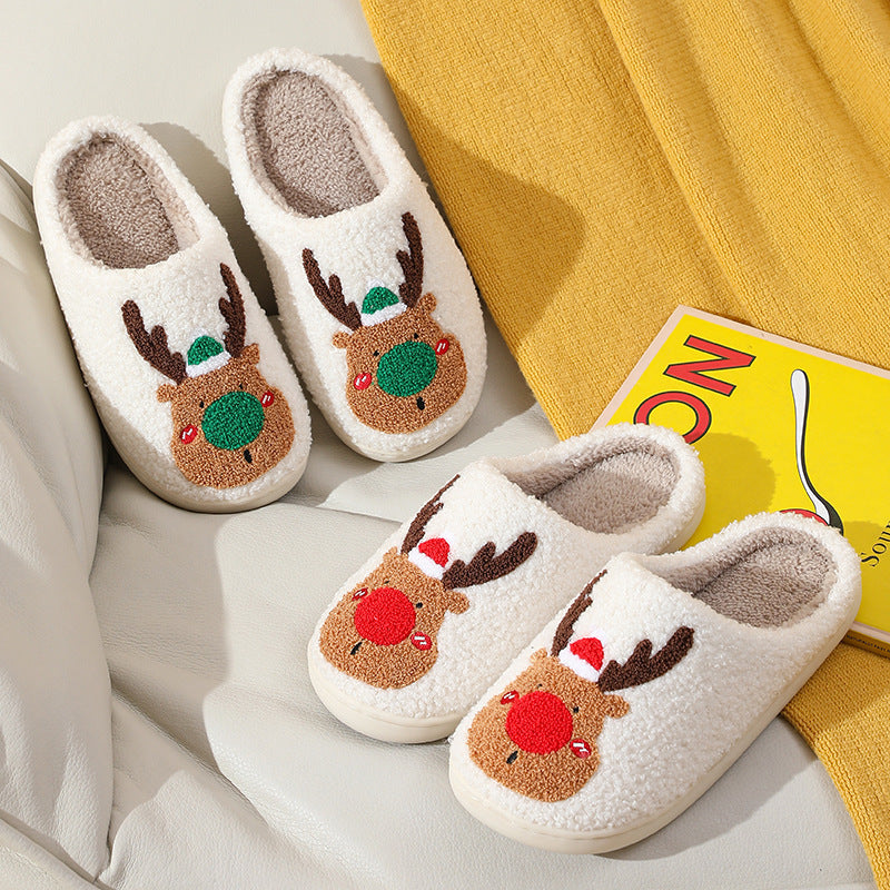 Chaussons de Noël confortables en forme d'élan